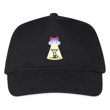 Katze Raumschiff Weltraum - Kinder Basecap - Schwarz - Vorne