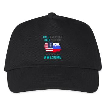 Halb Amerikaner Halb Slowenier - Kinder Basecap - Schwarz - Vorne