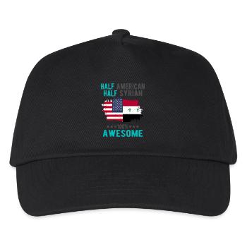 Halb Amerikaner Halb Syrier - Kinder Basecap - Schwarz - Vorne