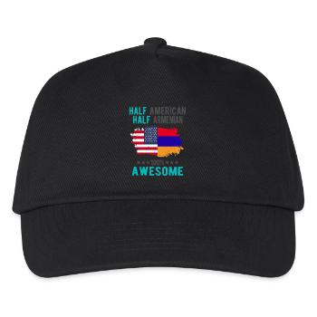 Halb Amerikaner Halb Armenier - Kinder Basecap - Schwarz - Vorne