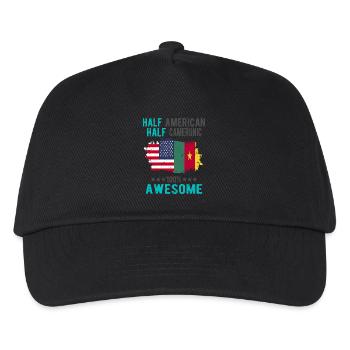 Halb Amerikaner Halb Kameruner - Kinder Basecap - Schwarz - Vorne