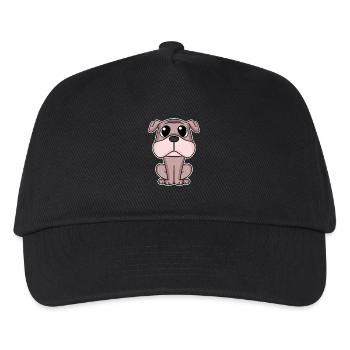 Mops Hund Hundebesitzer - Kinder Basecap - Schwarz - Vorne
