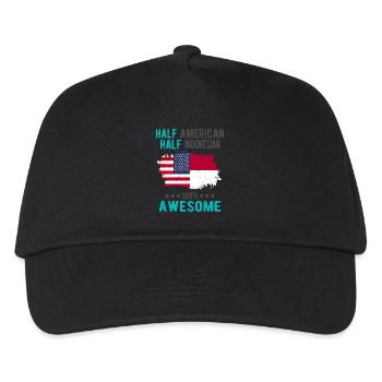 Halb Amerikaner Halb Indonesier - Kinder Basecap - Schwarz - Vorne