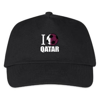 Katar Fußball - Kinder Basecap - Schwarz - Vorne
