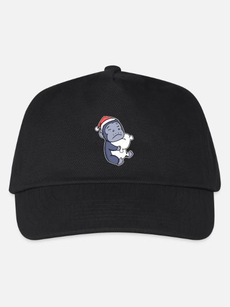 Gorilla Weihnachten Schlafen Schlaf Ausschlafen - Kinder Basecap - Schwarz