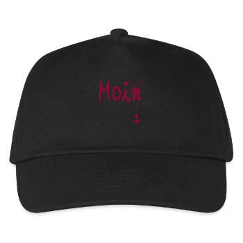 Moin Begrüßung Moin mit Möwe in Pink - Kinder Basecap - Schwarz - Vorne
