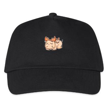 Elch mit Baby Elch - Familie - Kinder Basecap - Schwarz - Vorne