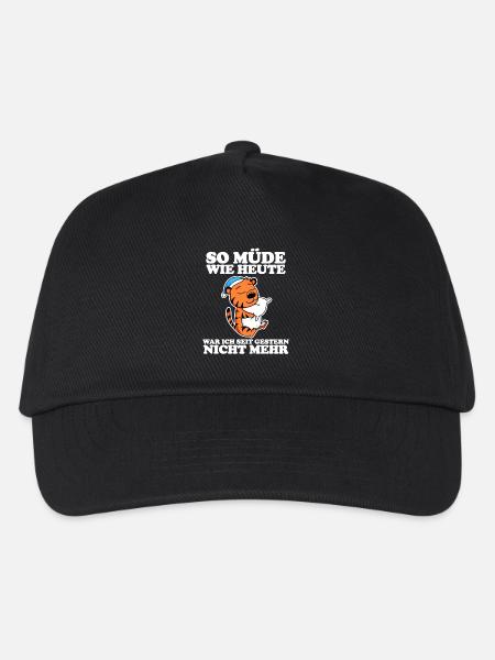 Müde Spruch lustig mit Tiger Motiv - Kinder Basecap - Schwarz