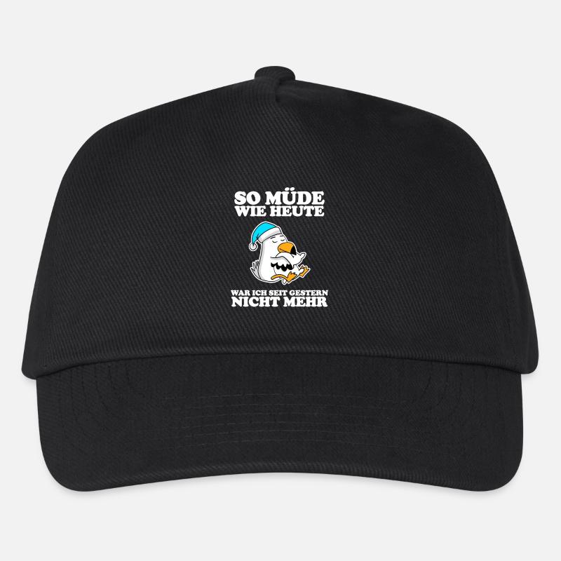 Müde Spruch lustig mit Möwe Motiv - Kinder Basecap - Schwarz
