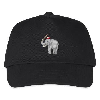 Elephant Baseball Baseball Bat - Kids’ Baseball Cap - black - Front