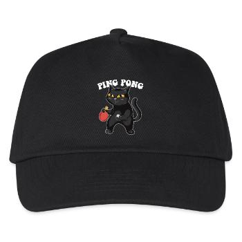 Table Tennis Katze Pingpong Outfit Cat Tischtennis - Kinder Basecap - Schwarz - Vorne