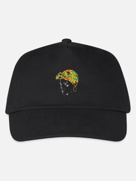 Kente Kopfwrap Portrait - Kinder Basecap - Schwarz
