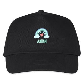 Julian Name Regenbogen Baby - Kinder Basecap - Schwarz - Vorne
