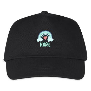 Karl Name Regenbogen Baby - Kinder Basecap - Schwarz - Vorne