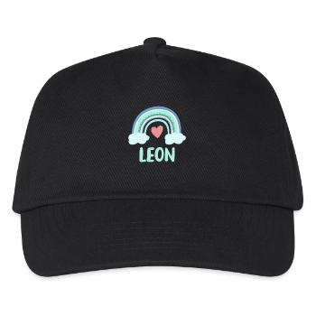 Leon Name Regenbogen Baby - Kinder Basecap - Schwarz - Vorne