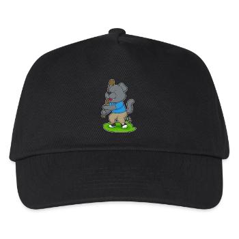 Hund Baseball Baseballschläger - Kinder Basecap - Schwarz - Vorne