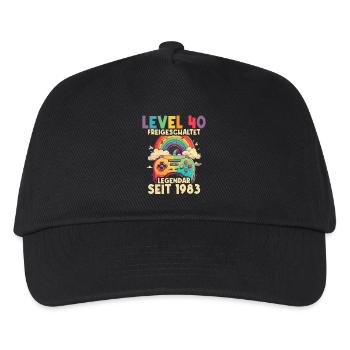 1983 Level 40 Jahre Gaming 40er 40 Geburtstag - Kinder Basecap - Schwarz - Vorne