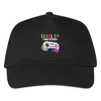 Level 50 Jahre Gaming 50er 50 Geburtstag - Kinder Basecap - Schwarz - Vorne