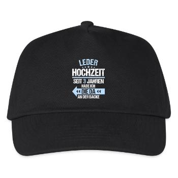 3 verheiratet Leder Hochzeit 3.Hochzeitstag - Kinder Basecap - Schwarz - Vorne