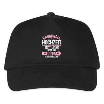 1 verheiratet Baumwoll Hochzeit 1.Hochzeitstag - Kinder Basecap - Schwarz - Vorne