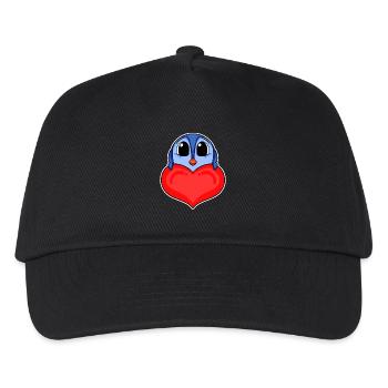 Pinguin mit Herz - Liebe Romantisch - Kinder Basecap - Schwarz - Vorne