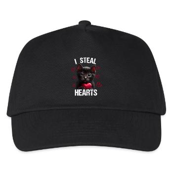 I steal hearts Katze - Kinder Basecap - Schwarz - Vorne
