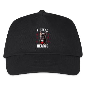 I steal hearts Hund Frenchie french bulldog - Kinder Basecap - Schwarz - Vorne