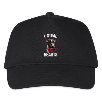 I steal hearts Hund Frenchie french bulldog - Kinder Basecap - Schwarz - Vorne