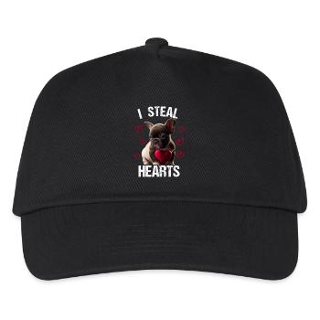 I steal hearts Hund Frenchie french bulldog - Kinder Basecap - Schwarz - Vorne