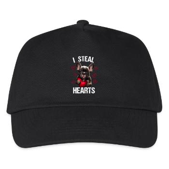 I steal hearts Hund Frenchie french bulldog - Kinder Basecap - Schwarz - Vorne