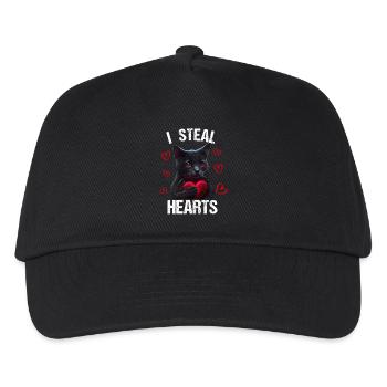 I steal hearts Katze - Kinder Basecap - Schwarz - Vorne