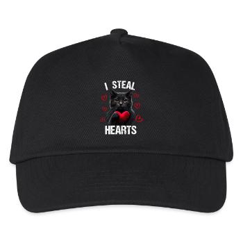 I steal hearts Katze - Kinder Basecap - Schwarz - Vorne