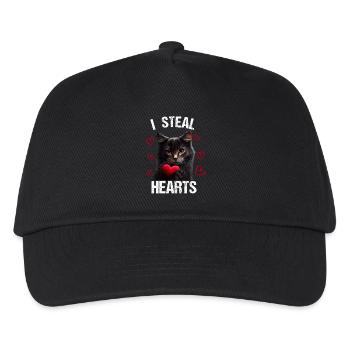 I steal hearts Katze - Kinder Basecap - Schwarz - Vorne