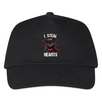 I steal hearts Katze - Kinder Basecap - Schwarz - Vorne