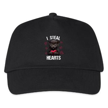 I steal hearts Katze - Kinder Basecap - Schwarz - Vorne