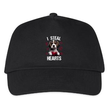 I steal hearts Hund Beagle - Kinder Basecap - Schwarz - Vorne