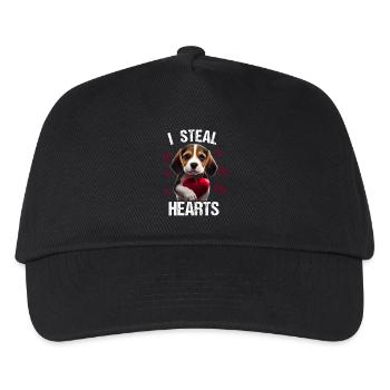 I steal hearts Hund Beagle - Kinder Basecap - Schwarz - Vorne