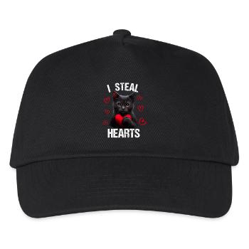 I steal hearts Katze - Kinder Basecap - Schwarz - Vorne