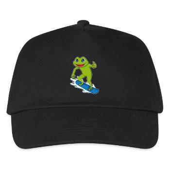 Frog Snowboarder Snowboard - Kids’ Baseball Cap - black - Front