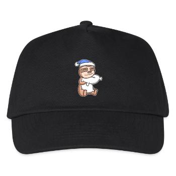 Faultier mit Kissen und Schlafmütze - Kinder Basecap - Schwarz - Vorne