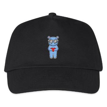 Nilpferd mit Sonnenbrille und Herz - Nilpferd - Kinder Basecap - Schwarz - Vorne
