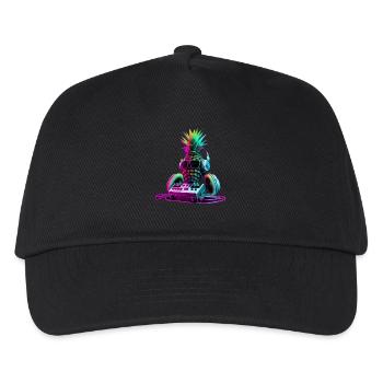 EDM Musik Rave Festival Ananas Techno - Kinder Basecap - Schwarz - Vorne