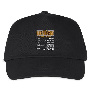 Attendant of the filling station Hourly wage - Kids’ Baseball Cap - black - Front