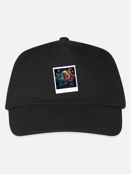 Octopus Octopus Neon dancing in the night - Kids’ Baseball Cap - black