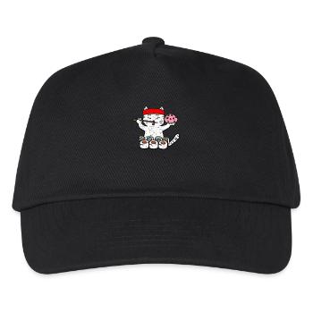 Cat eating sushi with chopsticks grunge - Kids’ Baseball Cap - black - Front