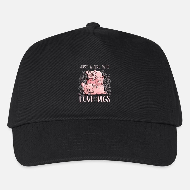 Just A Girl Who Loves Pigs - Kinder Basecap - Schwarz