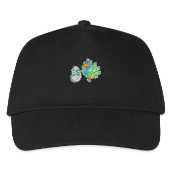 Pfau Familie - Pfau mit Baby - Pfau Motiv - Kinder Basecap - Schwarz - Vorne