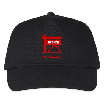Broker-Logo rot mit Text BROKER - Kinder Basecap - Schwarz - Vorne