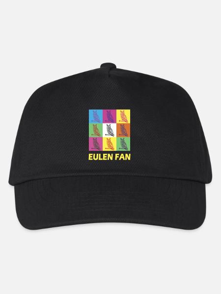 Eulen Fan Design - Kinder Basecap - Schwarz