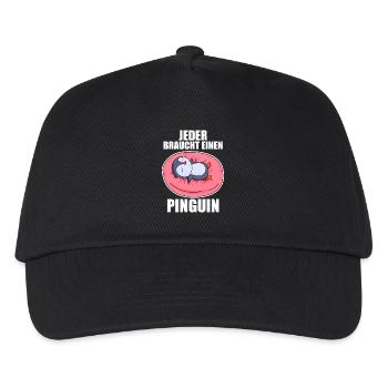 Pinguin Pinguine - Kinder Basecap - Schwarz - Vorne